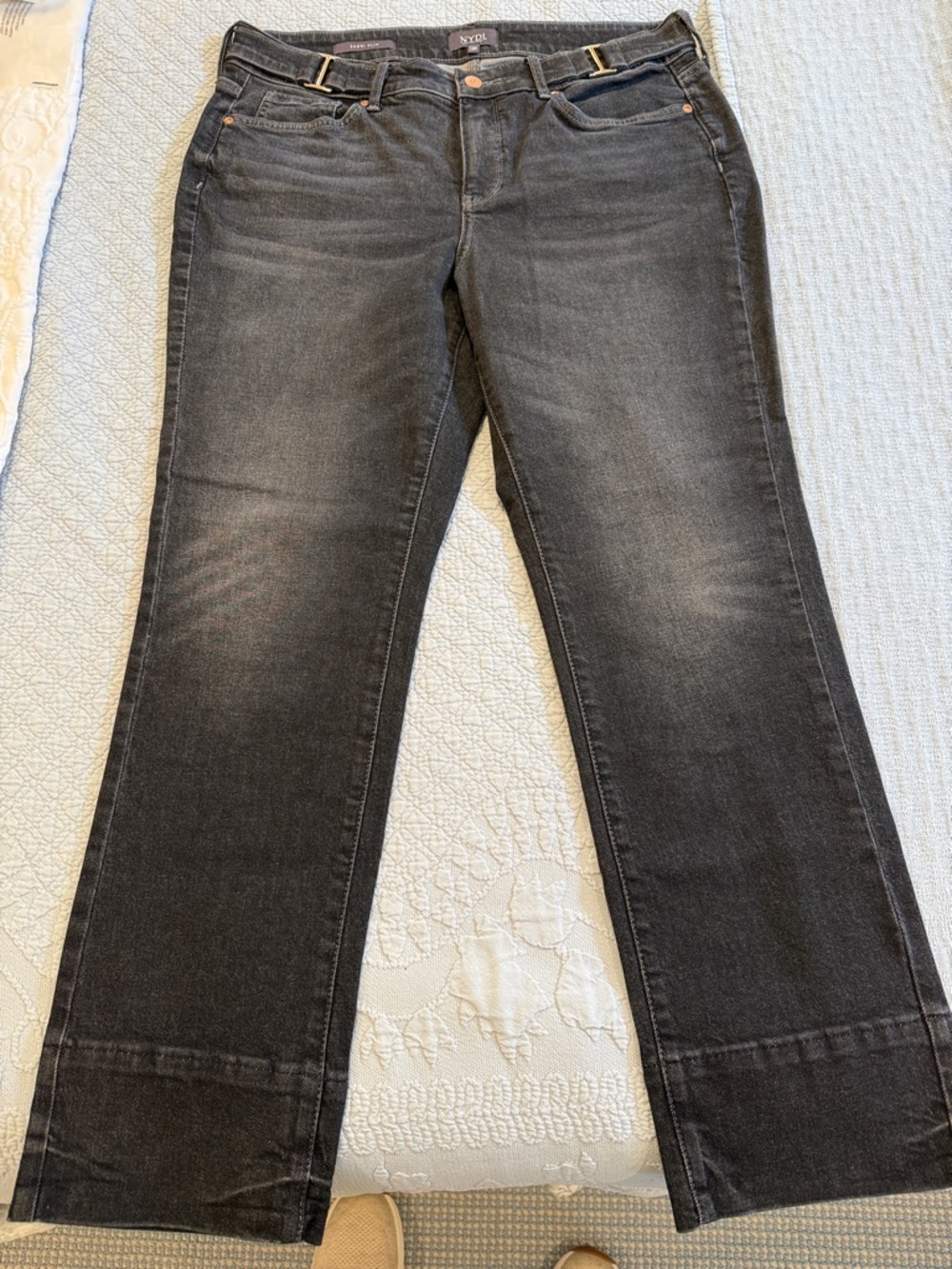 NYDJ Women's  Black Sherri Slim straight leg jeans
